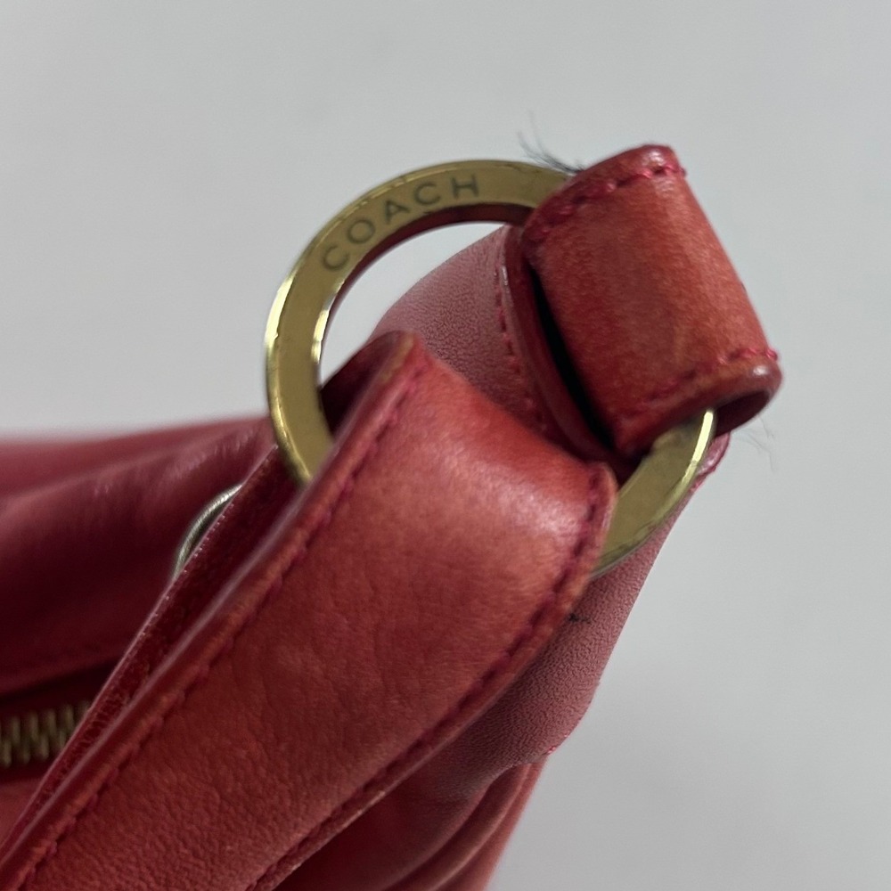 Coach Amanda 6951 Shoulder Bag Womens Red Leather Hobo Brass Vintage Y2K Boho - Picture 12 of 16